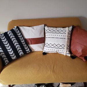 (Only Covers) Set of 4 Modern Stripe Geometric Farmhouse Cushion Covers 18x18inc
